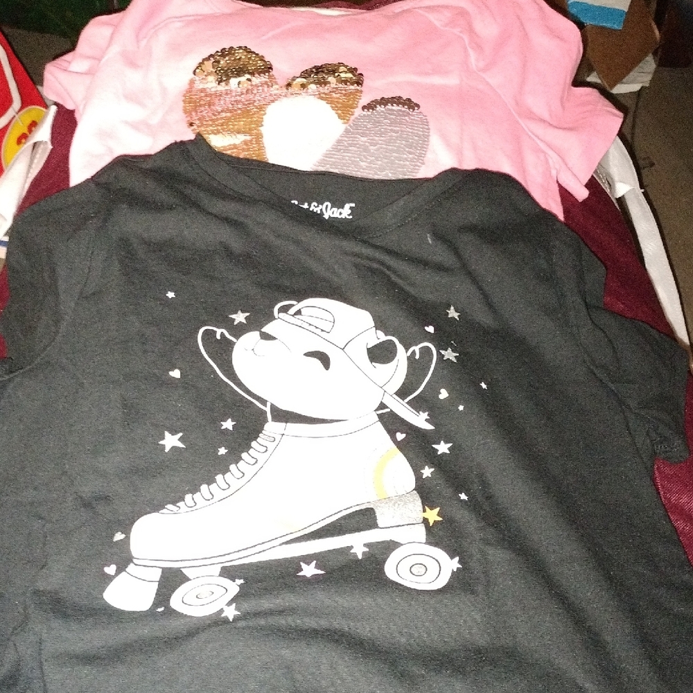 Cat & Jack Black T-Shirt with Roller Skate and Bear Design